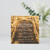 サプライズバースデーパーティーストリングライト金ゴールド 招待状 (スタンド正面)