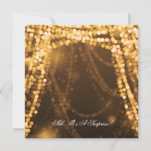 サプライズバースデーパーティーストリングライト金ゴールド 招待状 (裏面)
