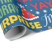 サプライズバースデーパーティータイポグラフィパターン ラッピングペーパー (ロールコーナー)