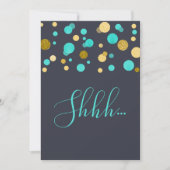 サプライズバースデーパーティーターコイズと金ゴールドグリッター 招待状 (正面)