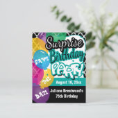 サプライズバースデーパーティーティール(緑がかった色) | セーブザデート 案内ポストカード (スタンド正面)