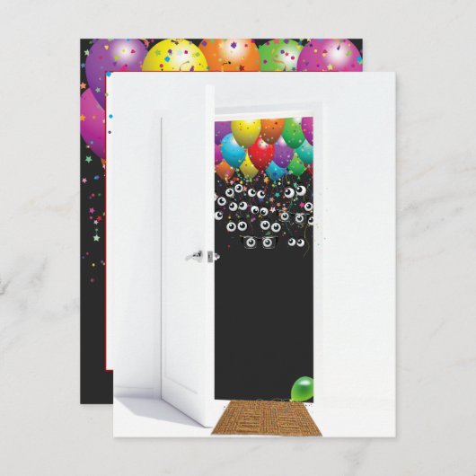 サプライズバースデーパーティードア 招待状 (正面/裏面)