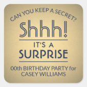 サプライズバースデーパーティーネイビーブルーフェイクゴールドフォイル スクエアシール (正面)