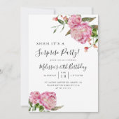 サプライズバースデーパーティーピンクフローラ 招待状 (正面)