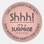 サプライズバースデーパーティーピンクローズ金ゴールドホイルフェイクス ラウンドシール (正面)
