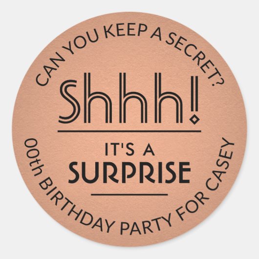 サプライズバースデーパーティーフェイク銅箔と黒 ラウンドシール (正面)