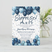 サプライズバースデーパーティーブルーバルーン 招待状 (スタンド正面)