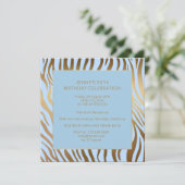 サプライズバースデーパーティーブルー金ゴールドゼブラ 招待状 (スタンド正面)