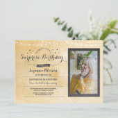 サプライズバースデーパーティーヴィンテージ任意の年齢クリーム 招待状 (スタンド正面)