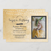 サプライズバースデーパーティーヴィンテージ任意の年齢クリーム 招待状 (正面/裏面)