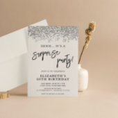 サプライズバースデーパーティー任意の年齢の白と銀 招待状