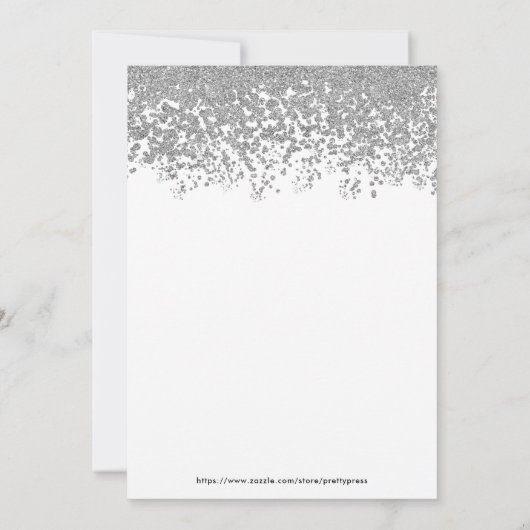 サプライズバースデーパーティー任意の年齢の白と銀 招待状 (裏面)