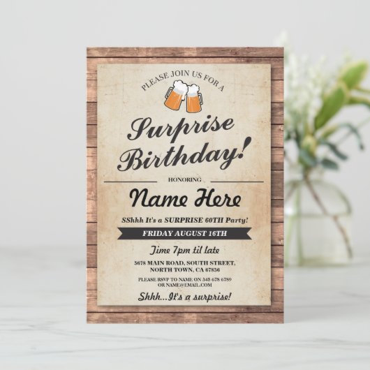 サプライズバースデーパーティー応援ビアーズ招待状 招待状 (スタンド正面)