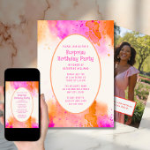 サプライズバースデーパーティー招待状任意の年齢の水色 招待状