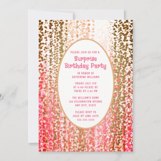 サプライズバースデーパーティー招待状任意の年齢フェスティバル 招待状 (正面)