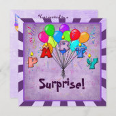 サプライズバースデーパーティー招待状 招待状 (正面/裏面)