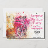 サプライズバースデーパーティー水彩自転車カスタム 招待状 (正面)