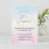 サプライズバースデーパーティー色鮮やかな水彩 招待状 (スタンド正面)