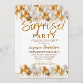サプライズバースデーパーティー金ゴールドバルーン 招待状 (正面/裏面)
