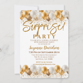 サプライズバースデーパーティー金ゴールドバルーン 招待状
