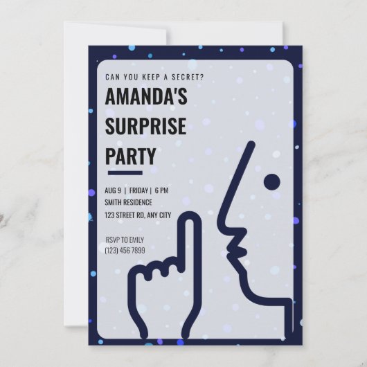 サプライズバースデーパーティー, 大人, 現代的 招待状 (正面)