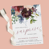 サプライズバースデーパーティーBurgundy & Navyフローラ 招待状