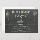 サプライズバースデーパーティーChalkboard 招待状 (正面/裏面)