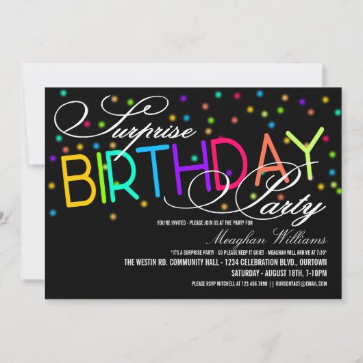 サプライズバースデーパーティ招待状 招待状 (正面)