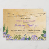 サプライズバースデーパーティ素朴フローラピンク招待状 招待状 (正面/裏面)