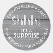 サプライズバースデー素朴タパーティーウッドグレーと白 ラウンドシール (正面)