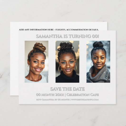 サプライズバースデー 年齢不問 3歳 写真パーティーテンプレート ポストカード (正面/裏面)