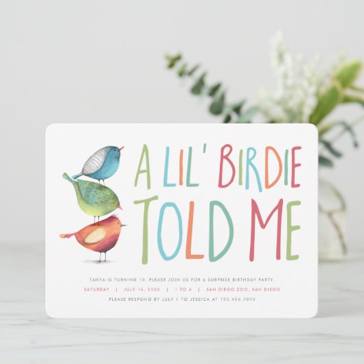 サプライズバーディー誕生日パーティーの招待 招待状 (スタンド正面)