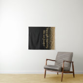 サプライズパーソナライズされたアニバーサリーパーティーブラック金ゴールド タペストリー (インサイチュ(横))