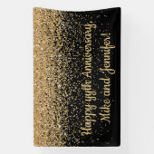 サプライズパーソナライズされたアニバーサリーパーティーブラック金ゴールド 横断幕 (縦)