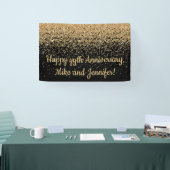 サプライズパーソナライズされたアニバーサリーパーティーブラック金ゴールド 横断幕 (トレードショー)