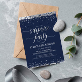 サプライズパーティの招待状エレガント – シルバー招待状 招待状
