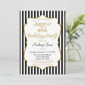 サプライズパーティの招待状ブラック金ゴールドエレガント大人 招待状 (スタンド正面)