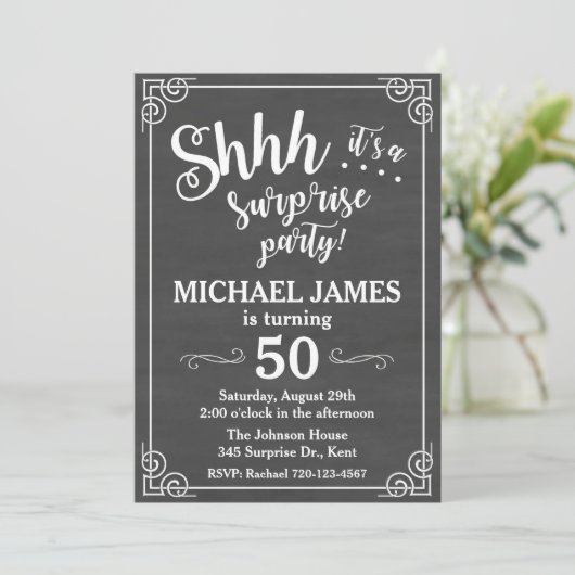 サプライズパーティの招待状、サプライズ誕生日 招待状 (スタンド正面)