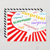 サプライズパーティの招待状:漫画音声バブル インビテーションポストカード (正面/裏面)