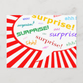 サプライズパーティの招待状:漫画音声バブル インビテーションポストカード (正面)