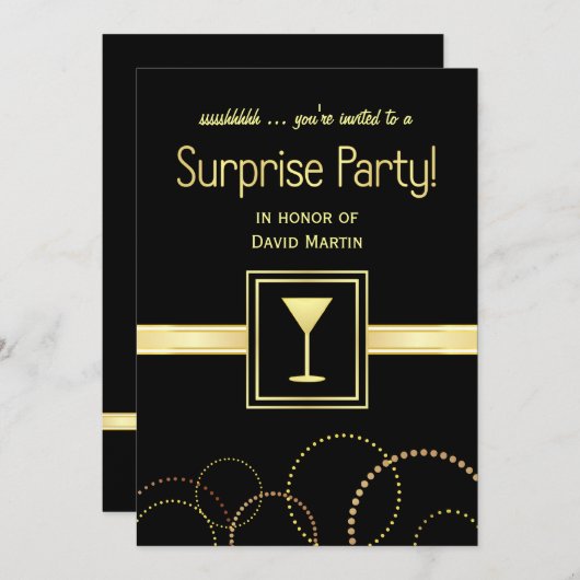 サプライズパーティの招待状- Ssshhh招待されました 招待状 (正面/裏面)