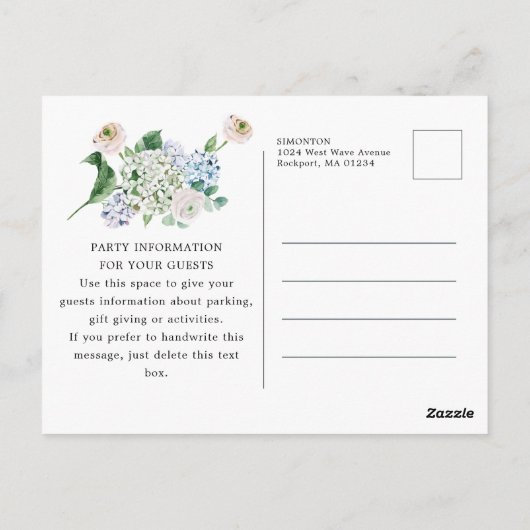 サプライズパーティーあじさいバラ40th誕生日 ポストカード (裏面)