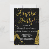 サプライズパーティーゴールドフォイル誕生日招待状 招待状 (正面)