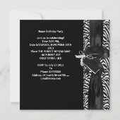 サプライズパーティーゼブラ白黒ボウ 招待状 (裏面)