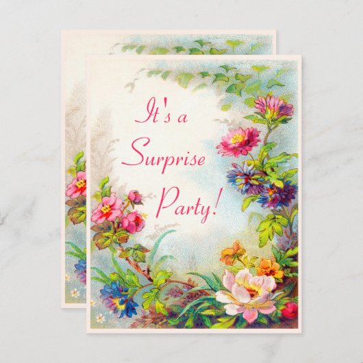 サプライズパーティーダリアスポニーズビクトリアンガーデン 招待状 (正面/裏面)