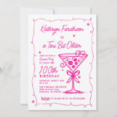 サプライズパーティーピンクドゥードルマルティーニ100誕生日 招待状 (正面)