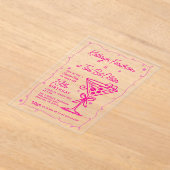 サプライズパーティーピンクドゥードルマルティーニ19誕生日 アクリル招待状 (レイダウン)