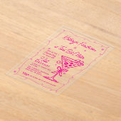 サプライズパーティーピンクドゥードルマルティーニ21歳の誕生日 アクリル招待状 (レイダウン)