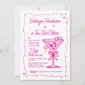 サプライズパーティーピンクドゥードルマルティーニ21歳の誕生日 招待状 (正面)