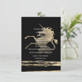 サプライズパーティーブラックゴールデンブラシユニコーン 招待状 (スタンド正面)